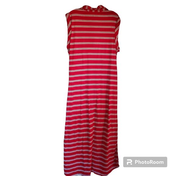 Love Brand Women's Striped Red Black & White Pencil Pocket Maxi Dress Large L - Picture 2 of 5